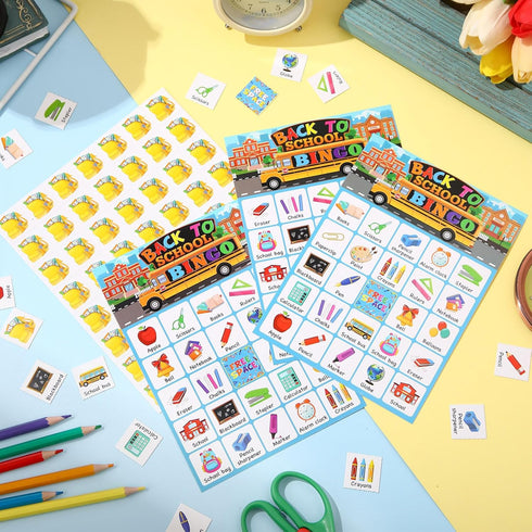 Liliful 35 Pieces Back to School Bingo, 24 Players First Day of School Cards for Classroom Party Games