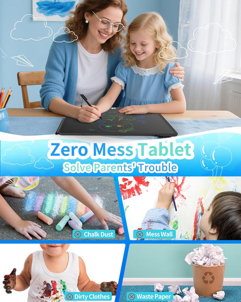 QIAOBUQI 16 Inch 3-8), Rechargeable LCD Writing Tablet for Kids, Colorful Drawing Tablet, Educational Toddler Drawing