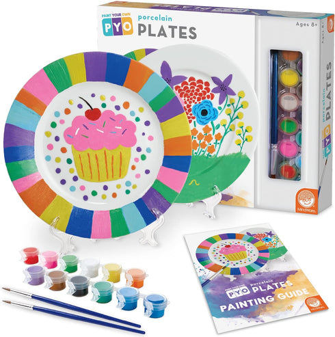 MindWare Paint Your Own Porcelain Plates - Kit Includes 2 Porcelain Plates,