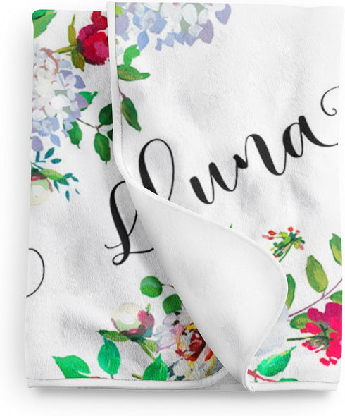 WolfeDesignPDD Custom Blanket, Newborn Gift, Floral Baby Blanket, Personalized Baby Blanket, Baby Girl, Swaddle