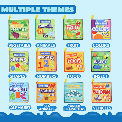 JOYIN 12 Pcs Nontoxic Bath Books - Soft Crinkly Waterproof Cloth Books for Infant, Newborn, Toddlers, Birthday Gifts
