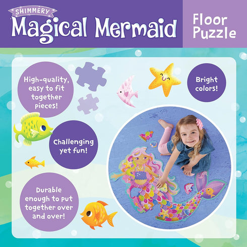 Shimmery Peaceable Kingdom Magical Mermaid Floor Puzzle