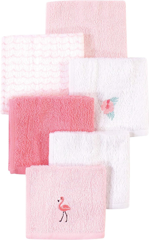 Hudson Baby Unisex Baby Super Soft Cotton Washcloths, Flamingo, One Size