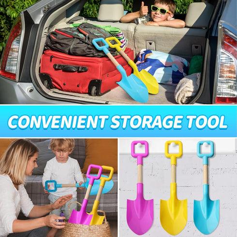 16" Jumbo Beach Sand Shovels Toys for Kids, Pink Gardening Tool Kits for Sand Snow Digging (3PCS)