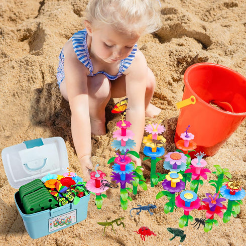 Toys Gifts for 2-6 Years Old, 156 PCS Insect Flower Garden Building Set, Educational Learning for Toddler Girls & Boys