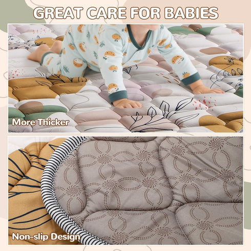 47x47IN Tummy 6-12 Baby Play Mat - Time Mat for Babies Months - Non-Slip Safe Crawling Mat for Indoor & Outdoor - Soft