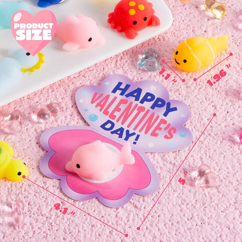 30 Packs JOYIN Valentines Day Gift Cards with Mochi Squishy Toys, Stress Relief Fidget Toys, Kawaii Mochi Squeezes