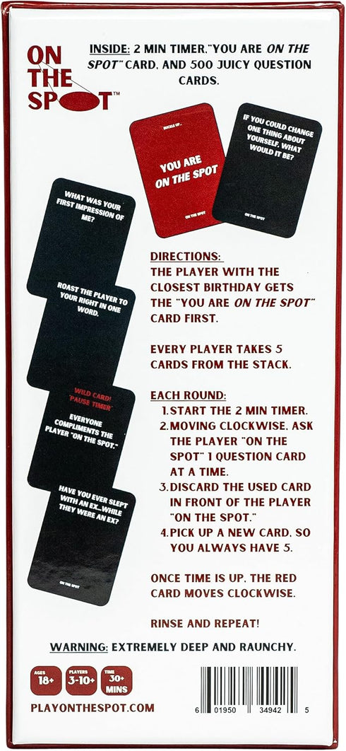 On The Spot: The Hilarious Party Game to Hot Seat Your Friends | 500 Deep & Raunchy Cards | Perfect for Bachelorette, College, & House Parties | Ages 18+