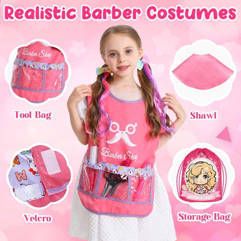 Mastom 36PCS Sets, Hair Salon Toys for Girls, Kids Pretend Play Makeup Dress Up Beauty Hair Stylist Toy Kit with Barber
