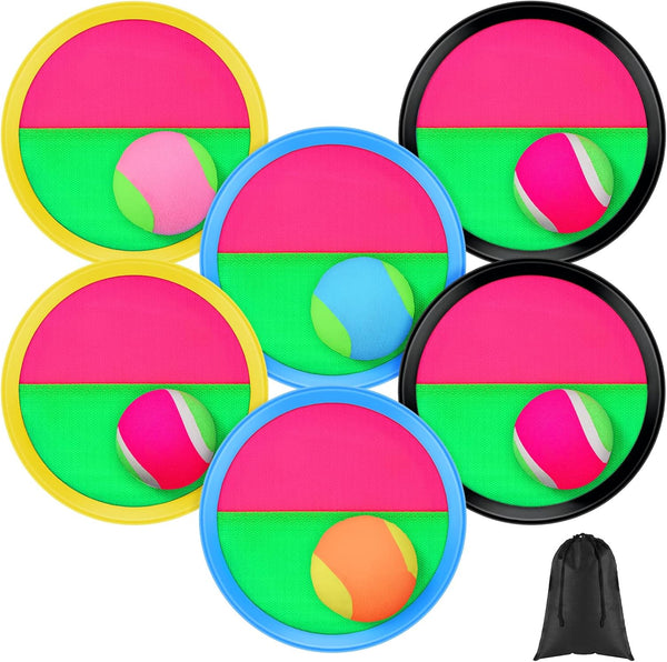 Aneco Toss and Catch Paddle Game Set, 6 Paddles and 6 Balls with Storage Bag, Disc Paddles Sport Game