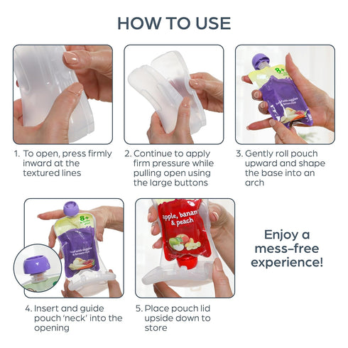 Dreambaby Pouch Pal Self-Feeding Baby Food Pouch Holder, No Squeeze, No Spill, Reusable Container for Weaning