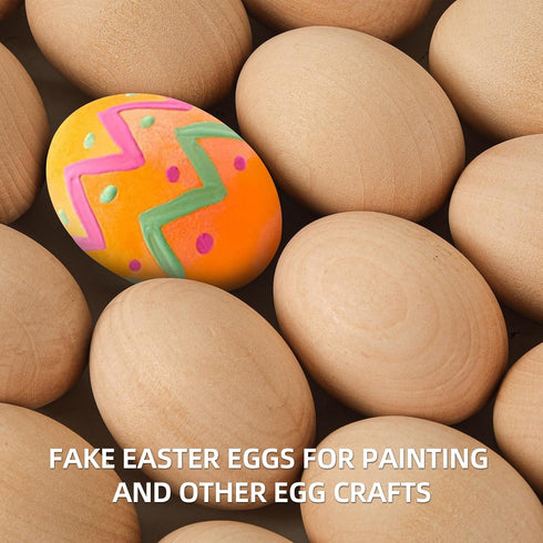 24 CALPALMY Pieces Wooden Eggs - Life-Size, Reusable Fake Easter Eggs for Painting, Decorating, Crafting, Pretend Play