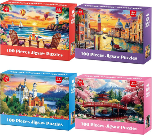Ciavotie 100 Piece Puzzle World Famous Landscapes Jigsaw Puzzles Large Piece Puzzles for