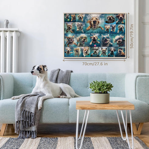 1000 Piece Dog Jigsaw Puzzle for Adults, Funny Silly Puppy Animal Puzzle with Underwater Dogs
