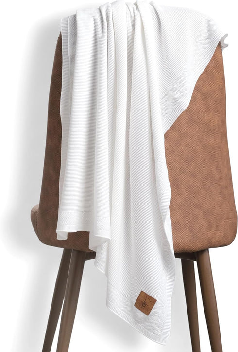 30x40 Inches Hypoallergenic Silky Baby Blanket - White, Oeko-TEX Certified, Thermal-Regulating, Soft Knit for Girls