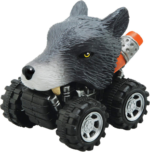 Wolf from Deluxebase. Friction Powered Monster Truck Toys with Cool Animal Riders,