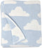 Living Textiles Blue Clouds Chenille Soft Baby Blanket Reversible Premium Cozy Fabric