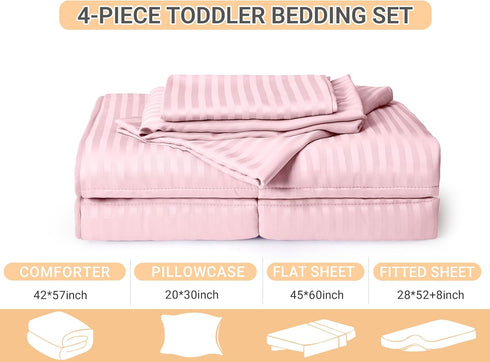 Set 4 Set ZPECC Toddler Bedding - Piece Hypoallergenic Baby Crib Bedding for Boys and Girls, Includes Toddler