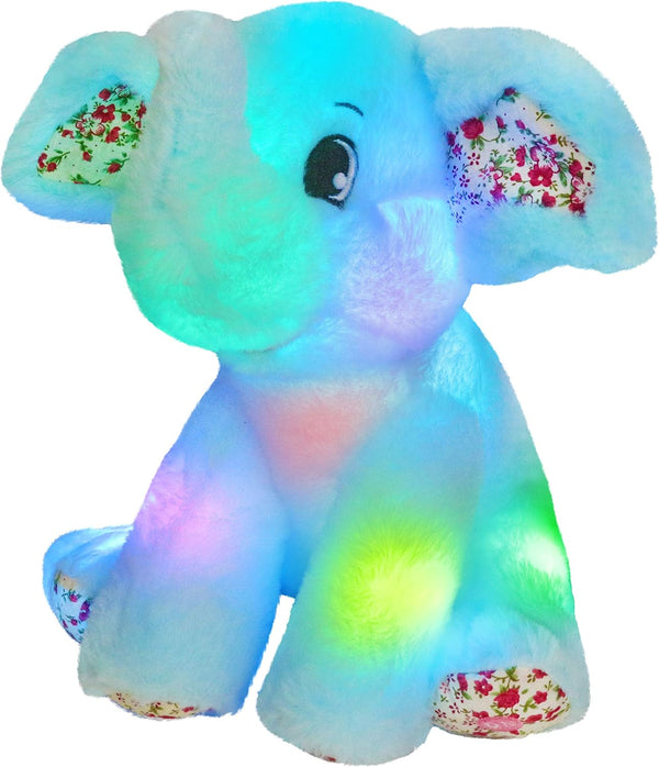 BSTAOFY Light Up Elephant Soft Plush Toy, Cozy LED Stuffed Animal Nightlight for Kids