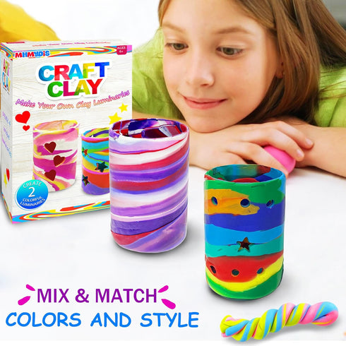 6 7 8 9 10 11 12 8-12 MHMYDIS Make Your Own Clay Luminaries - Clay Lanterns Making Kit Activity for Boys Girls Age Year