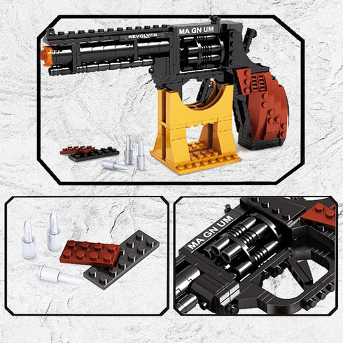 Pxawck 1:1 300 WW2 Set Lego,Playset 6+,Adults Revolver Building Bricks Gun Toy, PCS Military Toys Pistol Model Building