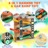 1-3: 2-in-1 Hammer 4 1 2 3 Wooden Car Ramp Toy for Toddlers Pound a Ball Toy with & Cars - Montessori Educational Race