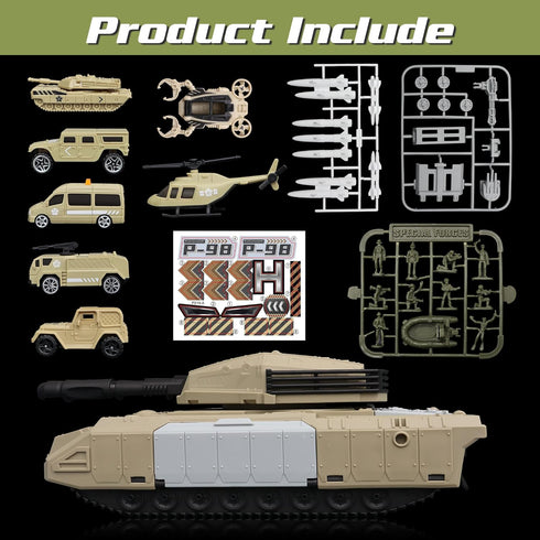 Sets, 7 4-7, XDUOYJOY Military Tank Toy Army Toys with Vehicles, Army Men Trucks Helicopter Birthday Gift for Boys Age