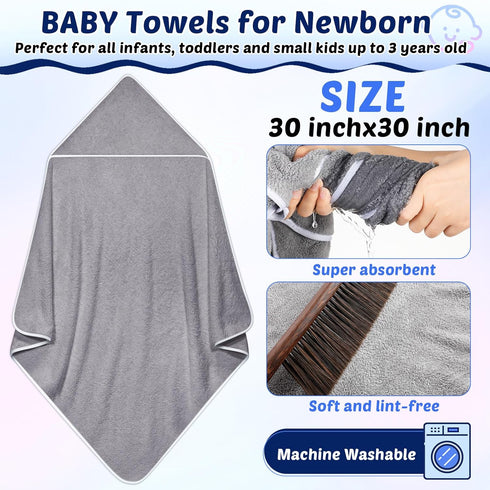 5 15 Count Sets, Buryeah Pcs Baby Bath Towel and Baby Washcloths Hooded Towels for Newborns Infants and Toddlers Soft