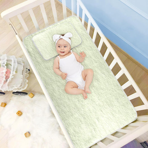 SyXIOP 28" 52" Green Cooling Baby Waterproof Crib Mattress Cover x Absorbent Pee Pads for Kids, Adult