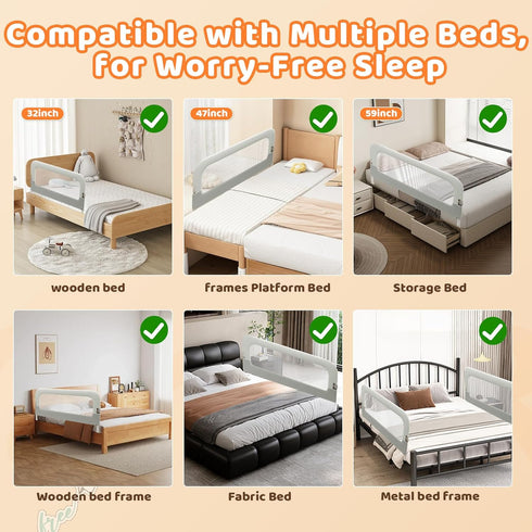 47inch omzer Bed Guard Rail for Toddlers - Foldable & Adjustable Height Baby Bed Safety Side Rails - Large Toddler Crib