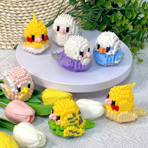 Set WKLJM-01 263Pcs 8919 Parrot Micro Building Bricks Kit Bird Thmed Blocks Decoration for Home and Office (Brown)
