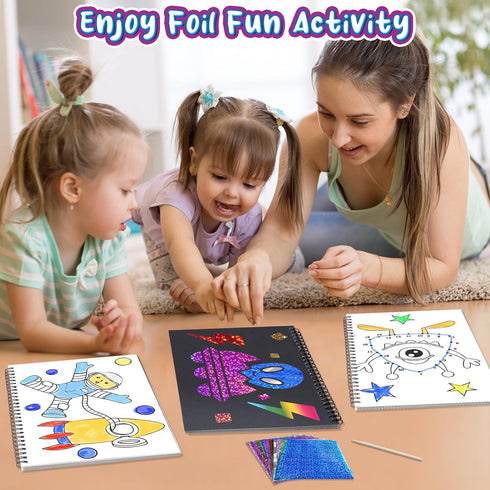 Foil Fun Outer Space DIY Art Kits, No Mess Creative Drawing Game for Kids, Birthday Gifts Crafts Supplies for Ages 4-9