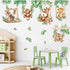 wondever Jungle Animal on Swings Wall Stickers Baby Lion Elephant Giraffe Tropical Leaves Peel and Stick Wall Art