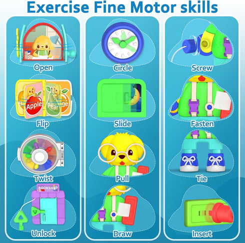 Toddler Musical Montessori Busy Board for 1-2 Year Old Boys, Early Educational Toy for 12-18 Month Age, Birthday Gift
