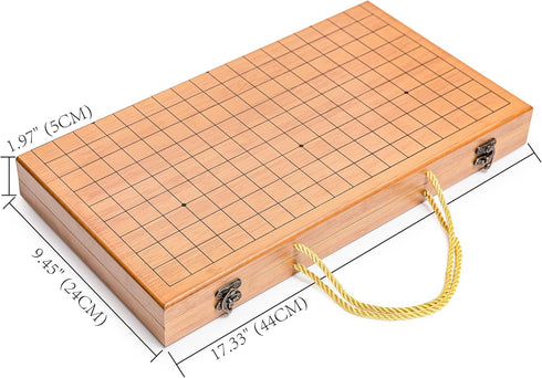 19 x19 Set Folding Go Game Board with and Bamboo Bowls and Imitation Jade Go Pieces