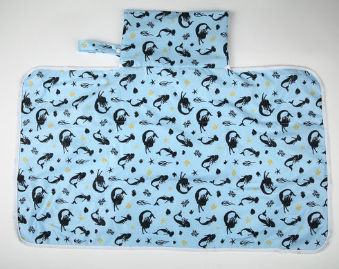 Baby Diaper Changing Mat Pad, Portable Foldable Waterproof Play Mat, 30"x18.5" (Sea Mermaid)