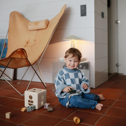 mushie Shape Sorting Box, Educational Learning Toy for Toddlers with 12 Shapes, Made in Denmark (10+ Months)
