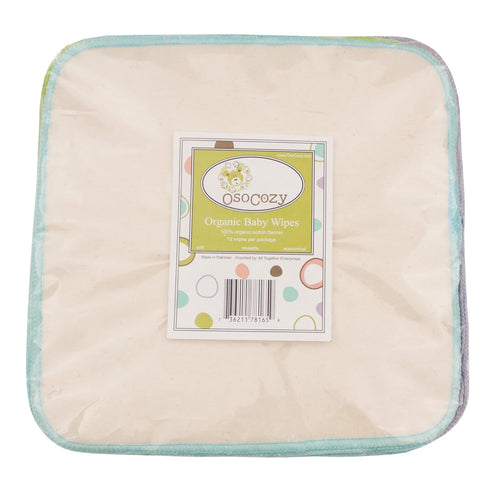 OsoCozy 100% 9 9 Inches 12 Package Organic Flannel Cloth Baby Wipes - Reusable & Washable Saves Money. Unbleached