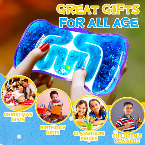 8 Pack Squeeze Fidget Toys for Kids,Squishy Sensory Tube with Maze Bead,Colorful Goo,Glitter Sequins,Stress Anxiety
