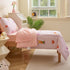 Set 4 Set Caressma Pink Toddler Bedding for Girls, Reversible Seersucker Bedding with Rabbit Pattern, Cute Heart Print