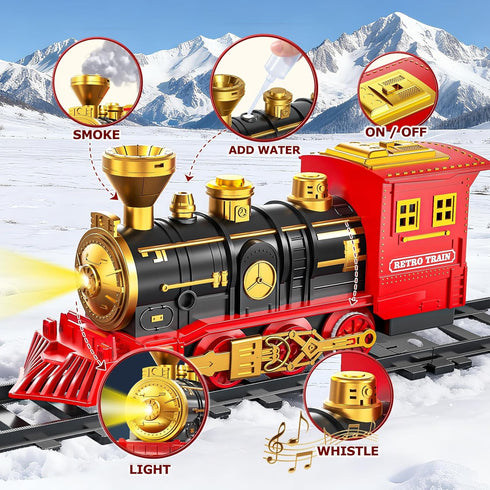 Novaluki Set 3 4 5 6 7 8 Electric Train for Kids, Christmas Train Toys with Smoke, Light and Sound, DIY Building Train