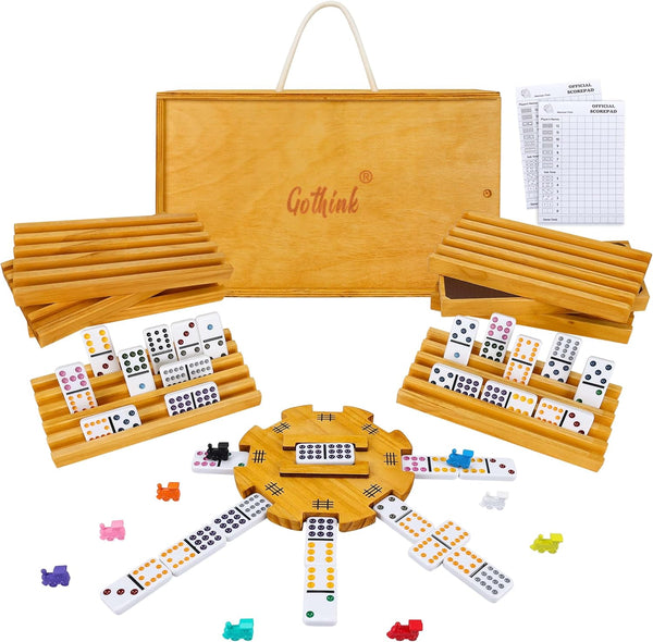 GOTHINK Mexican Train Dominoes Set, Double 12 Dominos Set for Kids Adults