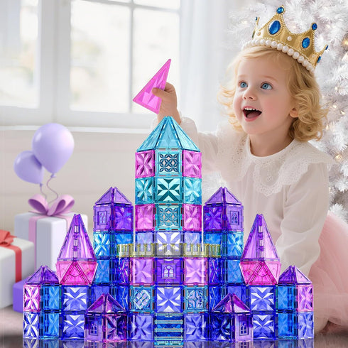 114pcs Kids,3D 3-5 4-8,STEM SKTMYY Magnetic Tiles for Diamond Princess Ice Castle, Magnetic Tiles Age Educational Toys