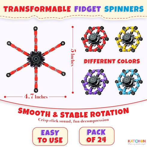 Pack 24 8-12, KatchOn, Transformable Fidget Toys Bulk - of | Robot Fidget Spinners Pinata Stuffers for Kids, Party