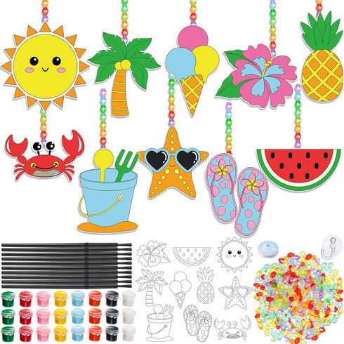 Dunzoom 30 Set Summer Window Art Suncatchers Kits Summer Beach Fruit DIY Suncatchers