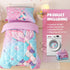 Set 4-Piece Sets Set, VIVILINEN Toddler Bedding for Girls Mermaid Tail Toddler Comforter for Baby Purple Blue Toddler