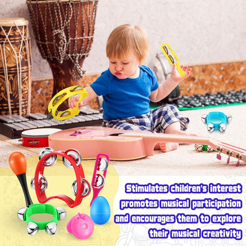 36 Set Silipull Pcs Shaker Musical Instruments for Kids Early Music Learning Toy Bulk Egg Shaker Wrist Hand Band Bells