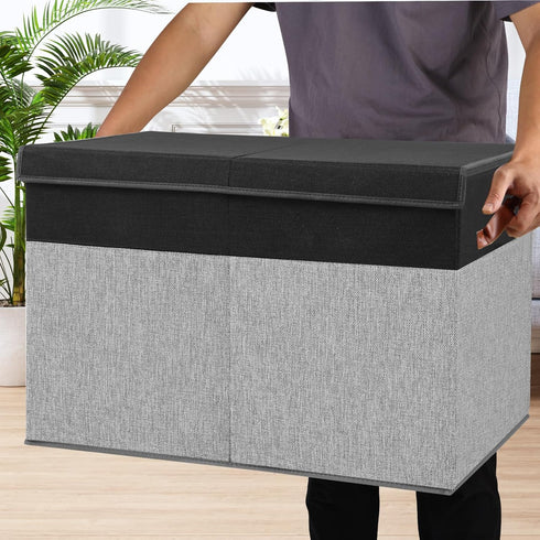 Gowee Closet, 26"x17" x17" Large Toy Storage Box with Lid, Sturdy Toys Storage Chest Bin Organizer Basket with Dividers