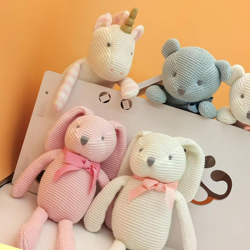100% Organic Cotton Baby Toys, Pink Bunny Rabbit Stuffed Animal for Newborn, 7.1"