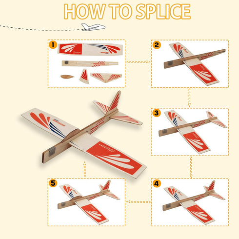 Set 4 Balsa Wood Airplane Toys | Wooden Airplane Kits | Balsa Wood Glider Planes, Model Toy Airplane Kits | Classic